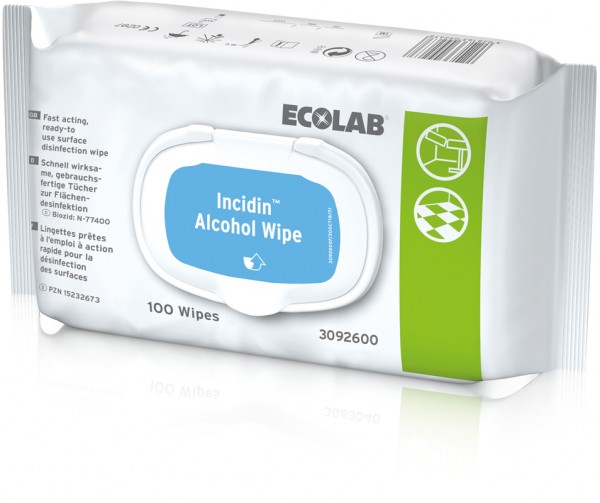Ecolab Incidin Alcohol Wipes Desinfektionstücher 100 Tücher